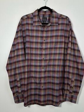 Jos.A.Bank Men’s XXL Slim Fit Plaid Long Sleeve Shirt 100% Cotton